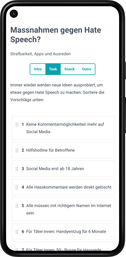 Ansicht Tasks Variation 1